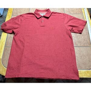 Tommy Bahama Sz Medium Shirt Orange Polo Golf Pima Cotton Polyester Blend Logo‎